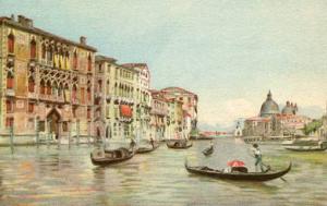 Italy - Venice, The Guard Canal & Church of La Salute   *Artist Signed: A. Sc...