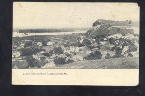 HANNIBAL MISSOURI JACKSON ISLAND AND LOVER'S LEAP VINTAGE POSTCARD 1909