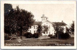 Public School Fairmont Nebraska NB Campus Building Real Photo RPPC Postcard