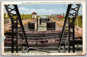 Gatun Locks Panama 1920s Postcard View Of Gates Canal Zone