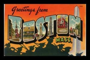 GREETINGS FROM BOSTON MASSACHUSETTS LARGE LETTERS