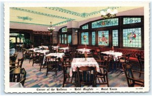 ST LOUIS, MO ~ Hotel Mayfair ~HOFBRAU RESTAURANT Stained Glass c1930s Postcard