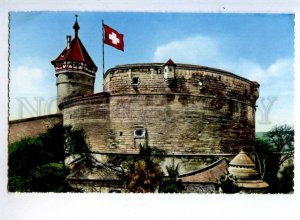 241046 SWITZERLAND Flag Schaffhausen Munot Vintage postcard