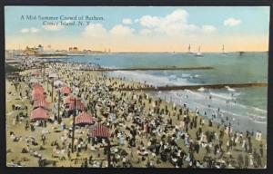 A Mid Summer Crowd of Bathers Coney Island NY 1924 Photo & Art Postal Card Co