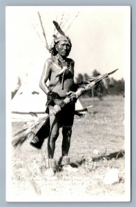 AMERICAN INDIAN MEDICINE MAN VINTAGE REAL PHOTO POSTCARD RPPC