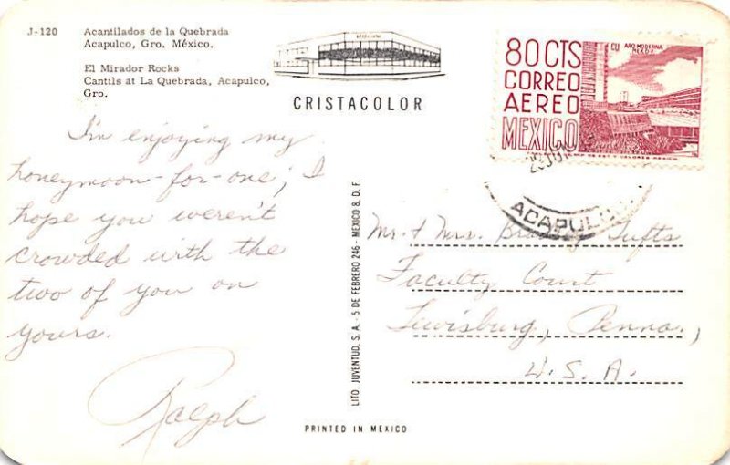 El Mirador Rocks Acapulco Mexico Tarjeta Postal Postal Used Unknown 