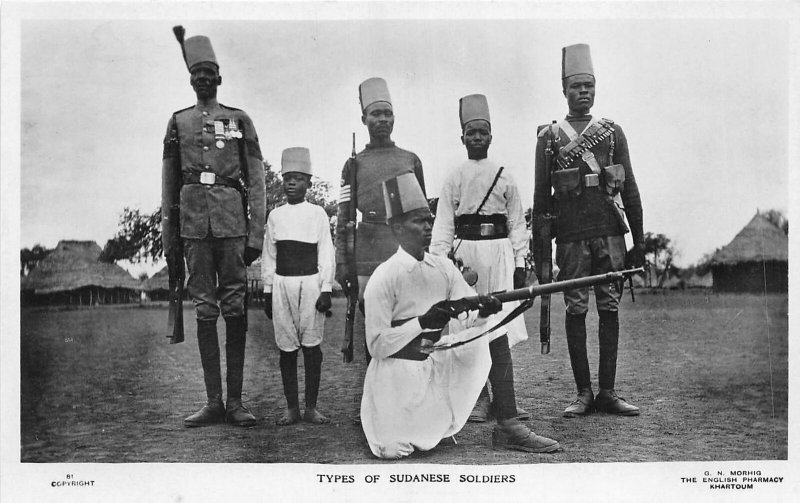 US5431 types of sudanese soldiers military  real photo sudan africa