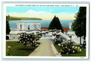 c1930's The Pergola As Seen Fort William Henry Hotel  Lake George NY Postcard 