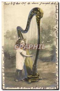 Postcard Harp Old Child