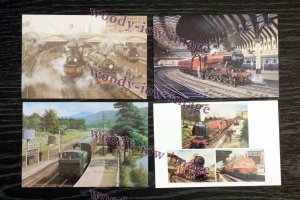 bu044 - 4 art postcards of Railway - Steam Trains - Mint Condition