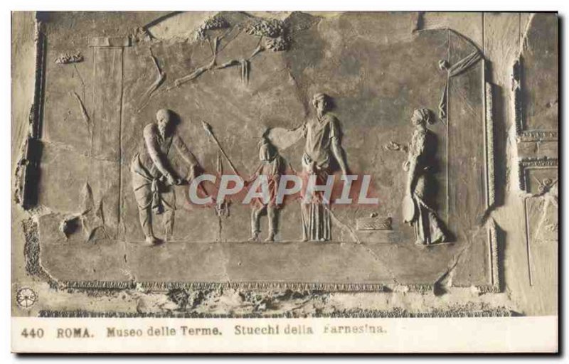 Old Postcard Roma Museo delle Terme della Farnesina Stucchi