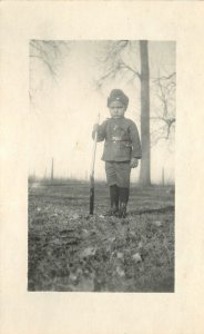 Postcard RPPC C-1910 Little Boy rifle Military uniform 23-5631