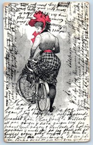 c1905 Woman Riding Bicycle New York City New York NY Antique Posted Postcard