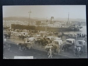 Balearic Islands Busy Puerto de Palma Scene EL REY JAIME I c1910 RP Postcard