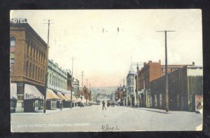 PENDLETON OREGON DOWNTOWN STREET SCENE VINTAGE POSTCARD MT. AYR IOWA