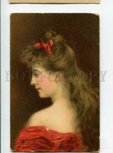 3118029 Lady in Red w/ LONG HAIR by Angelo ASTI vintage RARE PC
