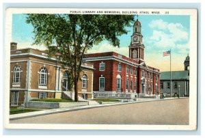 Public Library And Memorial Building Athol Massachusetts MA Antique Postcard