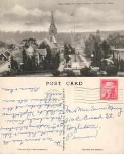 NAUGATUCK CT VIEW FROM THE HIGH SCHOOL ANTIQUE POSTCARD