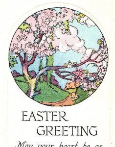 C. 1910 Fantasy Art Deco Pink Blossoms Easter Embossed Vintage Postcard F10