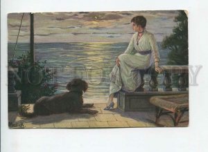 3177693 SEA View Lady & SETTER by MAILICK Vintage PC