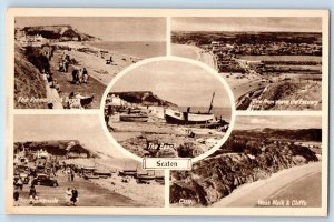 Devon England Postcard Seaton Beach Promenade Multiview c1920's Unposted