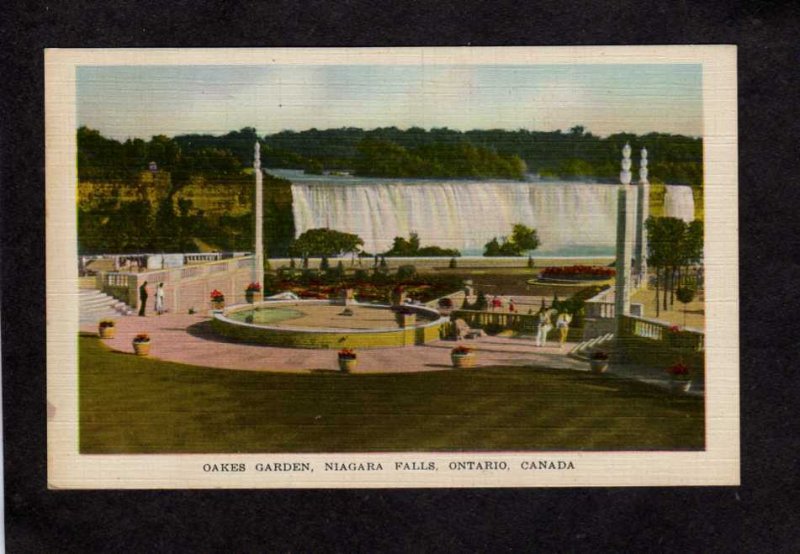 ON Oakes Garden Niagara Falls Ontario Canada Carte Postale Postcard Linen