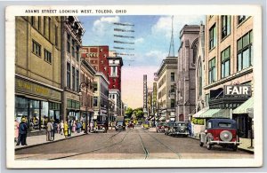 Toledo Ohio~Adams Street Looking West~Vintage Postcard
