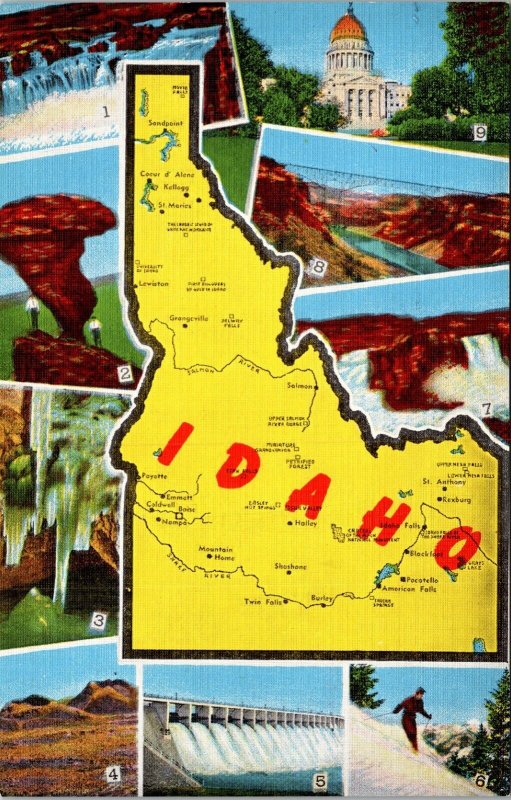 Lot of 3 Vintage Idaho Postcards Map Salmon River Hwy Craters of Moon