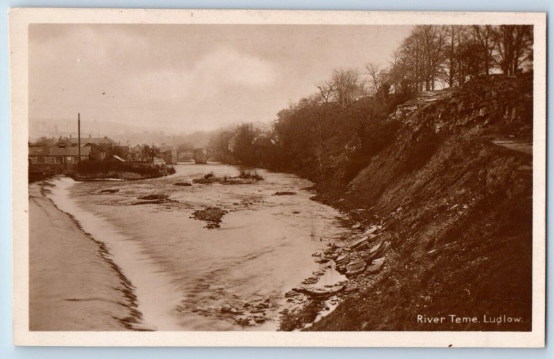 Shropshire England Postcard River Teme Ludlow c1930's Unposted RPPC Photo