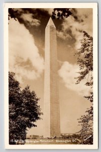 RPPC DC Washington Monument With Tourists Old Cars Real Photo Postcard B34