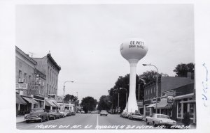 Iowa DeWitt Looking North On Route 61 Showing Water Tower Real Photo