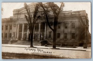 c1910's Memorial Hall Building Scene Street Columbus Ohio OH RPPC Photo Postcard