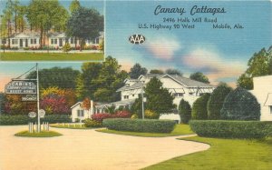 Postcard Alabama Mobile Canary Cottages roadside Ad-View 1952 23-1365