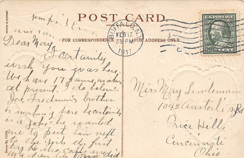 Valentines Day PU 1911 light marking on card