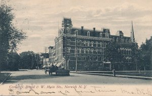 Corner of Broad and West Main Streets - Norwich NY, New York - pm 1908 - UDB