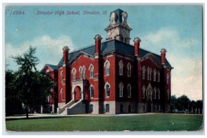 1913 Streator High School Building Campus Streator Illinois IL Antique Postcard