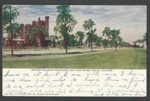 PPC #G133* GOOD POSTCARD POTTER PALMERS RESIDENCE CHICAGO UNPOSTED