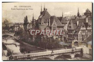 Postcard Old Strasbourg Superior School Girls