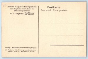 Bayreuth Bavaria Germany Postcard Siegfried Raising Sword c1910 Antique