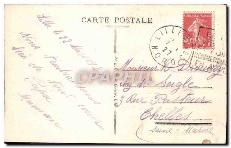 Old Postcard From Lille Monument Desrousseaux Song of P'tit Quinquin