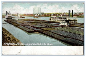 1909 The Largest Gas Tank In The World Allegheny Bulger Pennsylvania PA Postcard