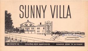 OSSIPEE NEW HAMPSHIRE~SUNNY VILLA~G A ROLLINS ARTIST DRAWN POSTCARD 1952