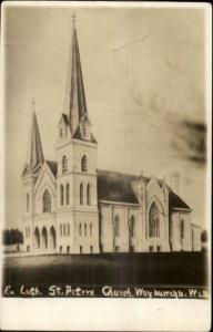 Weyauwega WI St. Peter's Church c1910 Real Photo Postcard