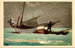 Illinois Chicago Art Institute Painting Stowing Sail Bahamas By Winslow Homer