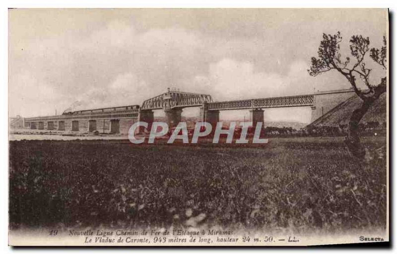 Old Postcard New Line's Railway has Miramas Estaque Viaduct Caronte