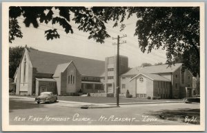 MT. PLEASANT IA NEW FIRRST METHODIST CHURCH VINTAGE REAL PHOTO POSTCARD RPPC