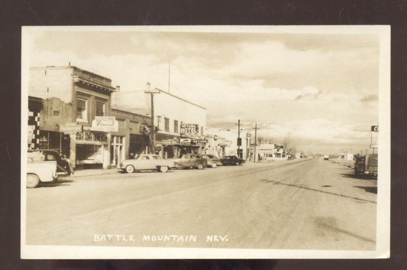 RPPC BATTLE MOUNTAIN NEVADA DOWNTOWN STREET SCENE REAL PHOTO POSTCARD