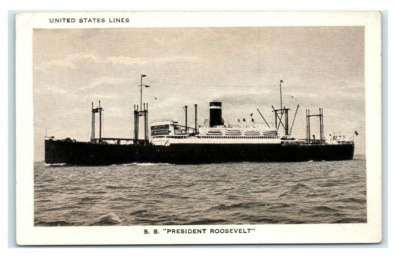 Postcard SS President Roosevelt, United States Lines T23