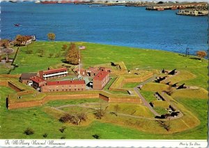 Aerial View Fort McHenry National Monument Baltimore Maryland Postcard