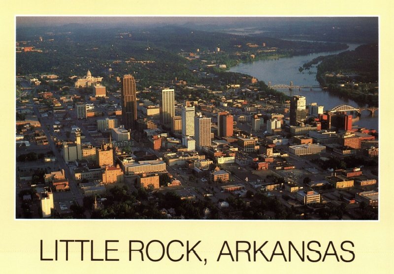 CONTINENTAL SIZE POSTCARD REPRODUCTION OF AERIAL VIEW OF DOWNTOWN LITTLE ROCK AR